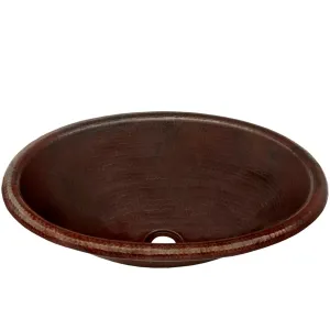 Small Oval Copper Drop-in Bath Sink in Antique TCU-005AN