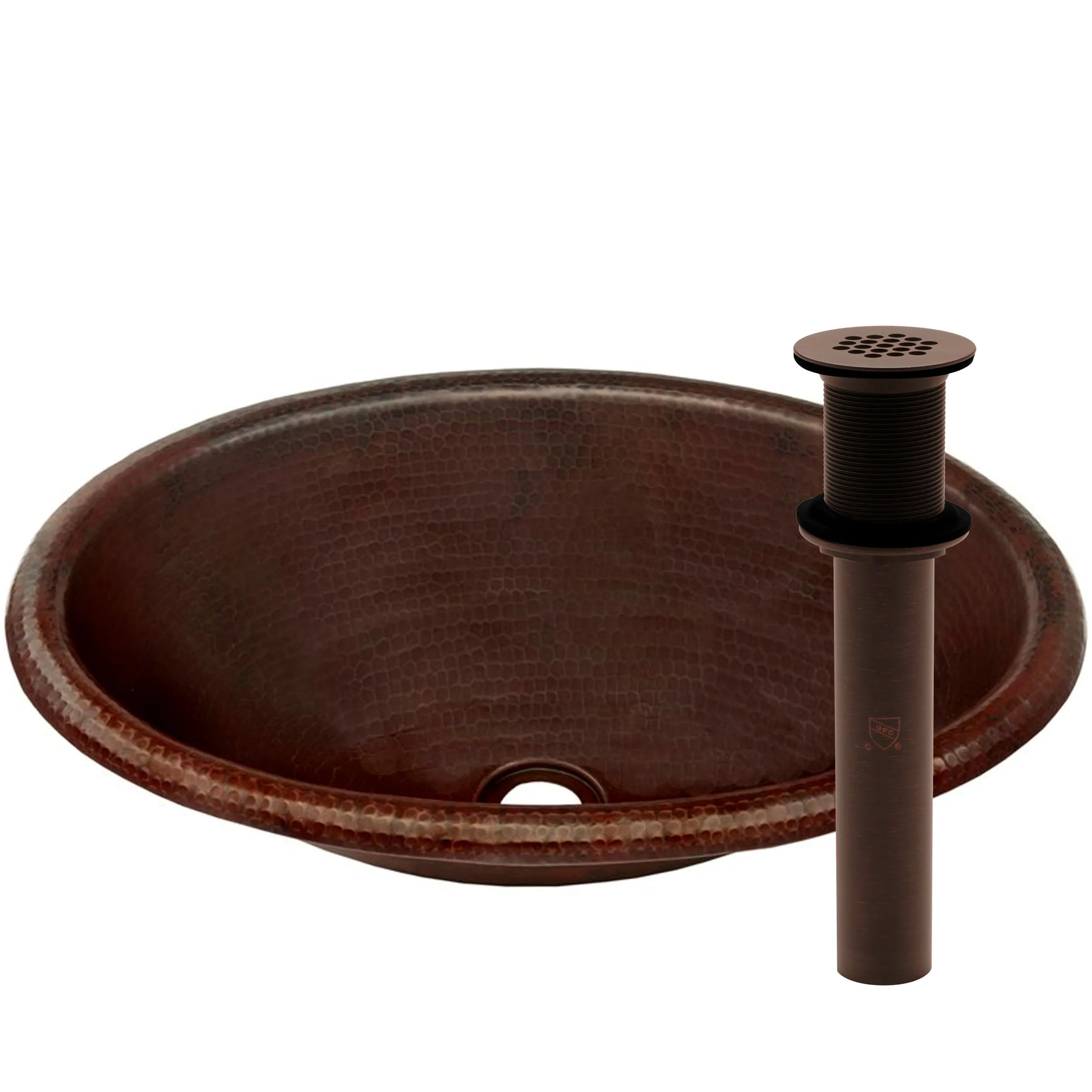 Small Oval Copper Drop-in Bath Sink in Antique TCU-005AN