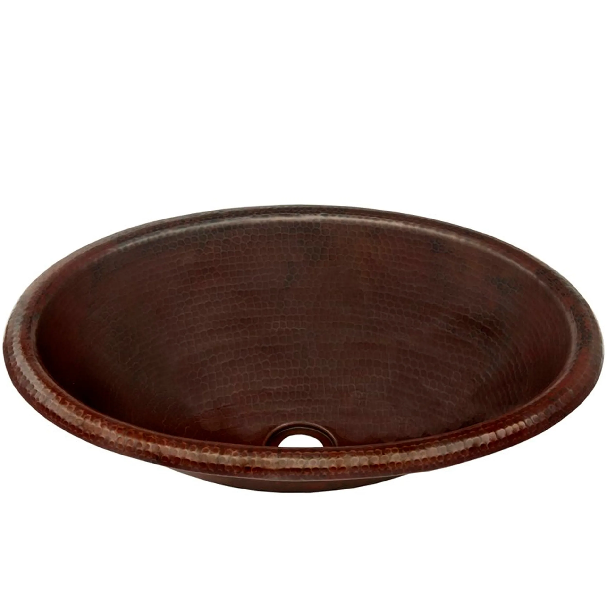 Small Oval Copper Drop-in Bath Sink in Antique TCU-005AN