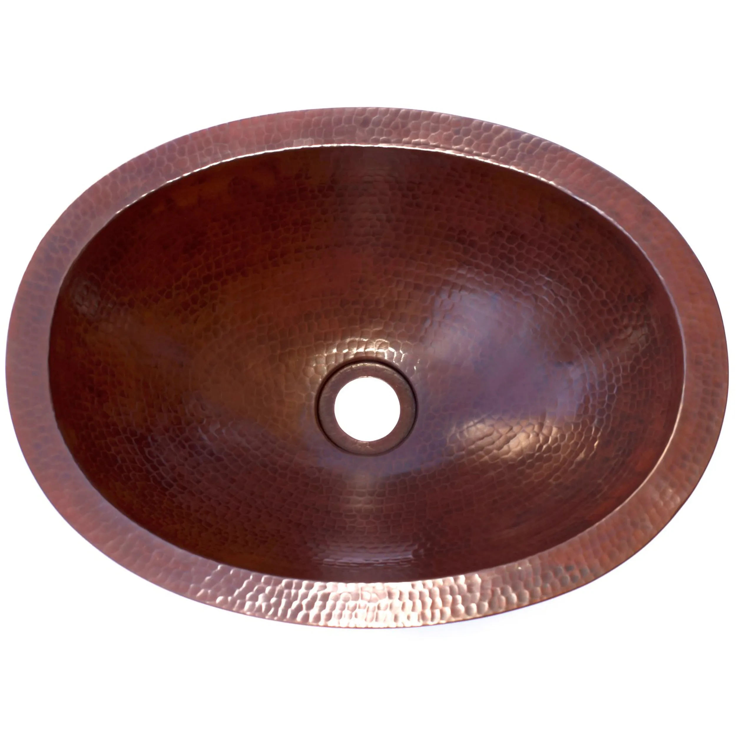 Small Oval Copper Undermount Bath Sink in Antique TCU-004AN