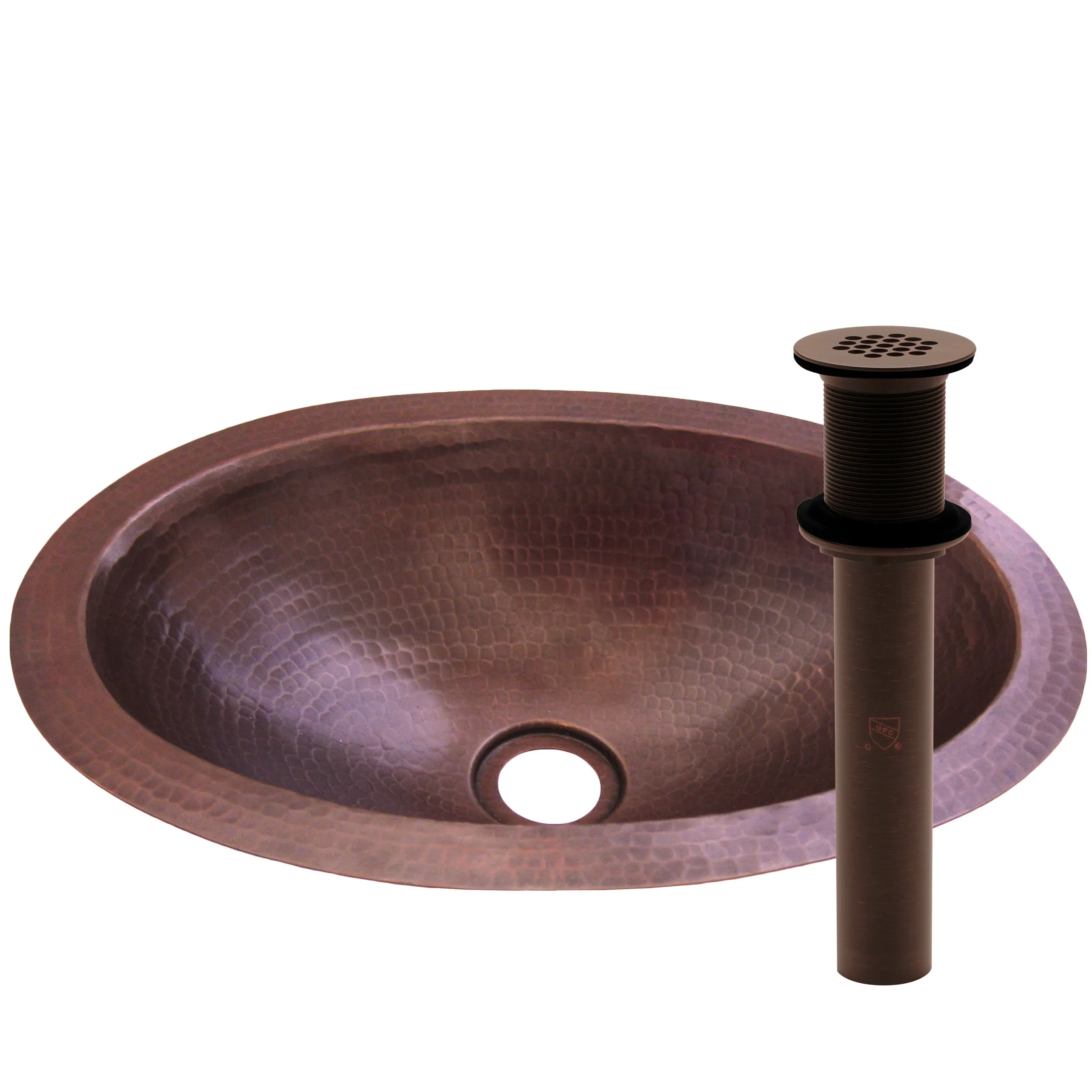 Small Oval Copper Undermount Bath Sink in Antique TCU-004AN
