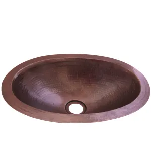 Small Oval Copper Undermount Bath Sink in Antique TCU-004AN