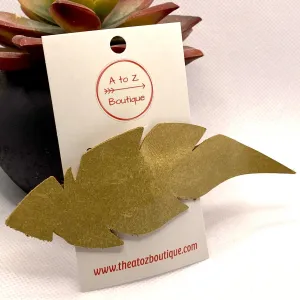 Tan Leather Leaf Hair Clip