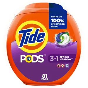 Tide Pods He Turbo Laundry Detergent Packs, Spring Meadow, 81 Count
