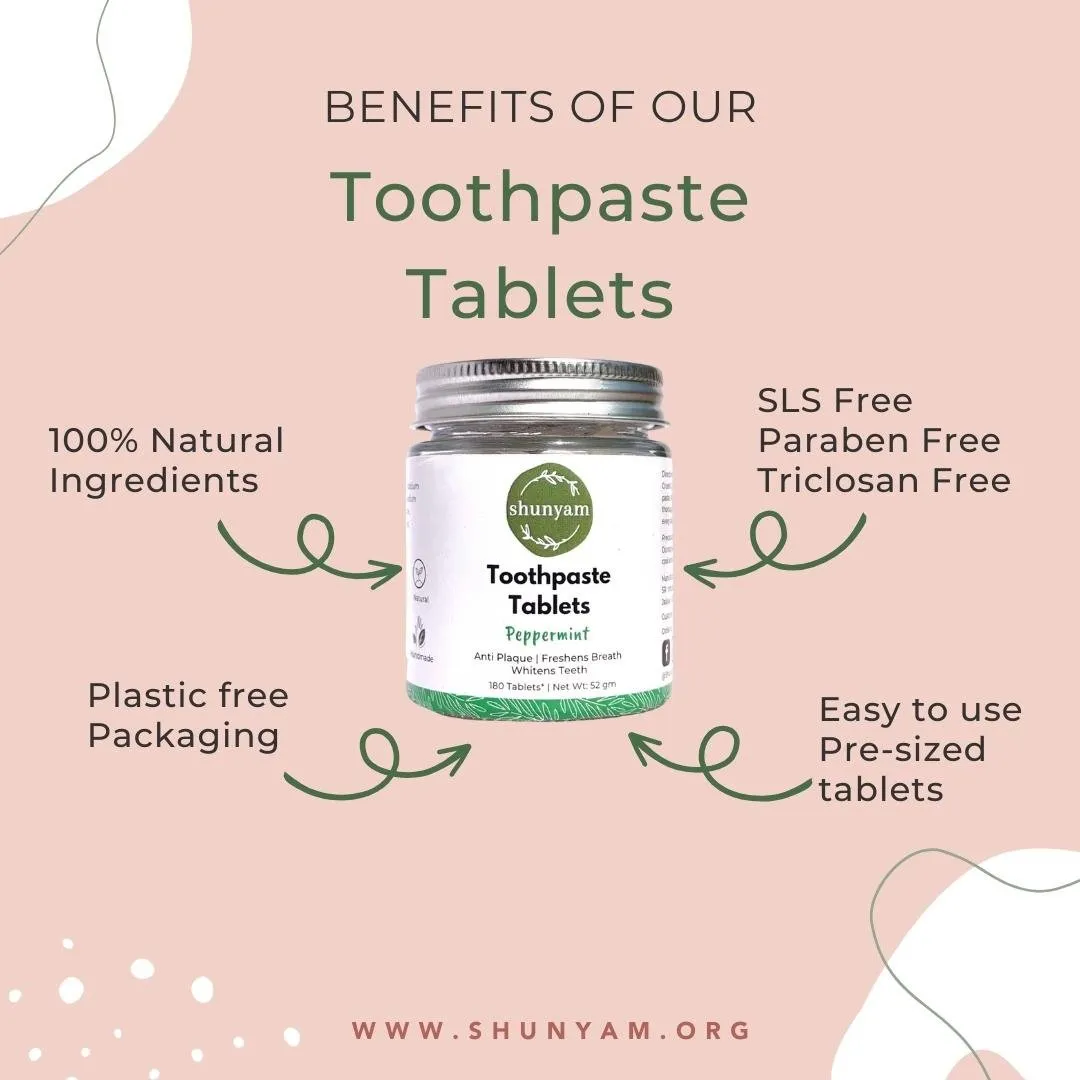 Toothpaste Tablets - Flouride Free - Mint Charcoal (Pack of 180 Tablets)