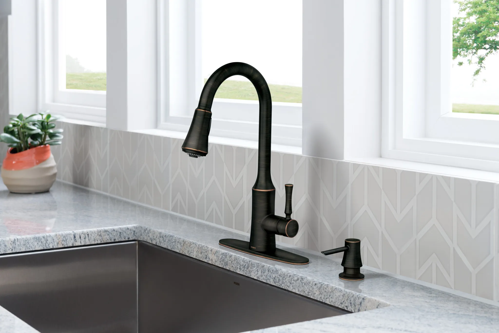 Venango Chrome One-Handle High Arc Pulldown Kitchen Faucet