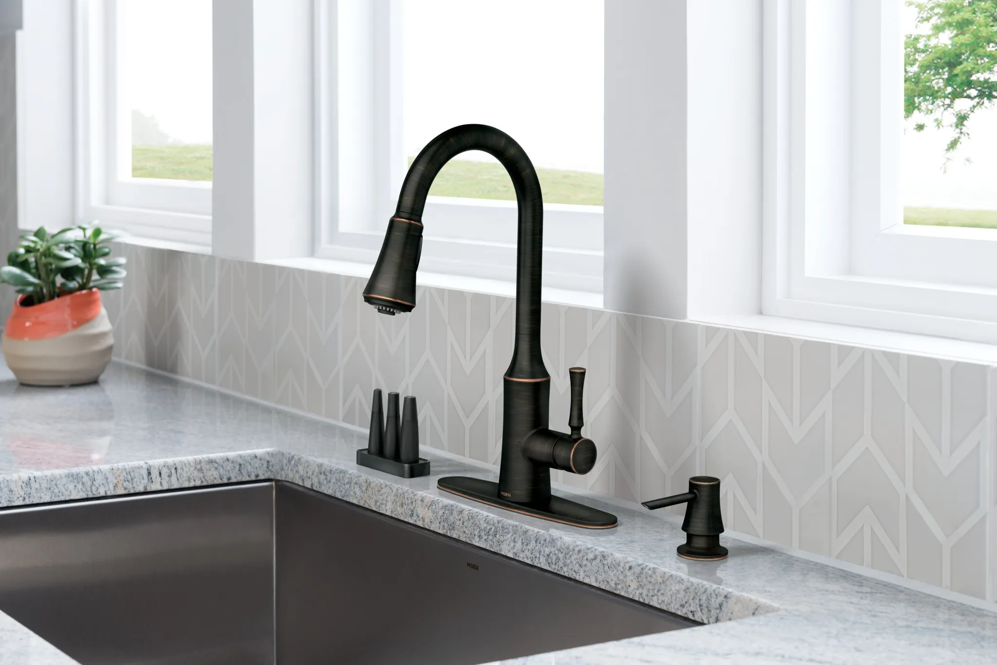 Venango Chrome One-Handle High Arc Pulldown Kitchen Faucet