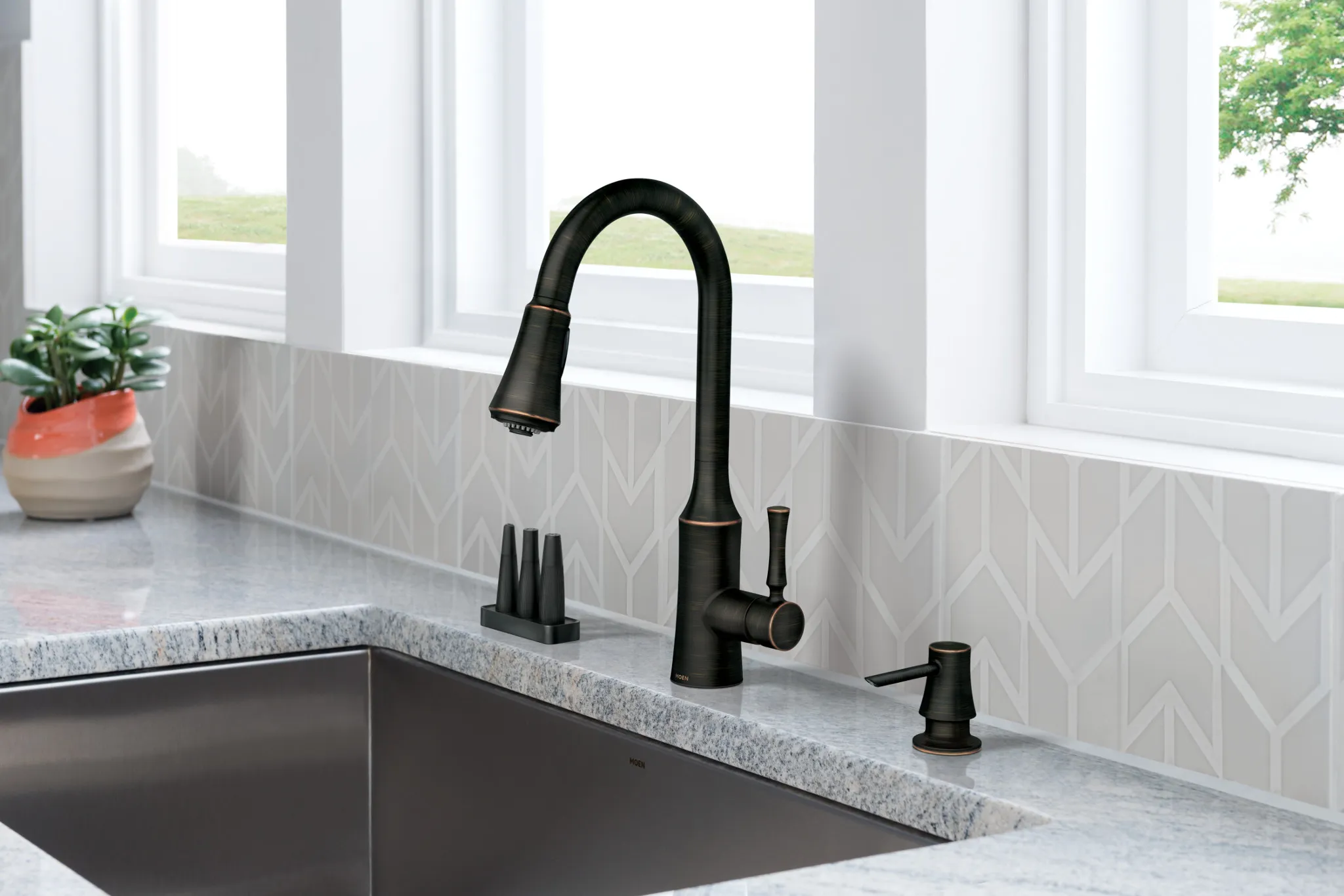 Venango Chrome One-Handle High Arc Pulldown Kitchen Faucet