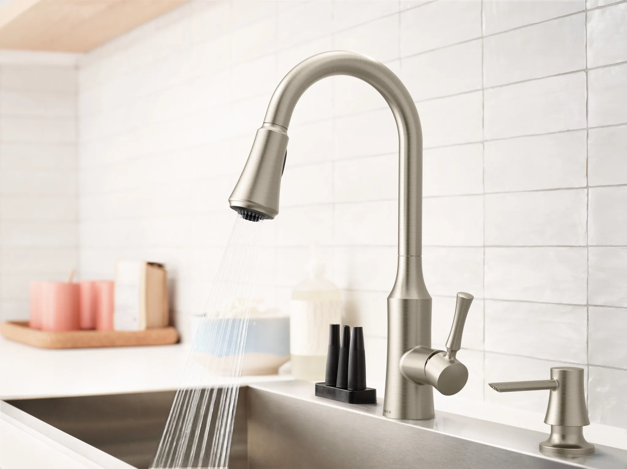 Venango Chrome One-Handle High Arc Pulldown Kitchen Faucet