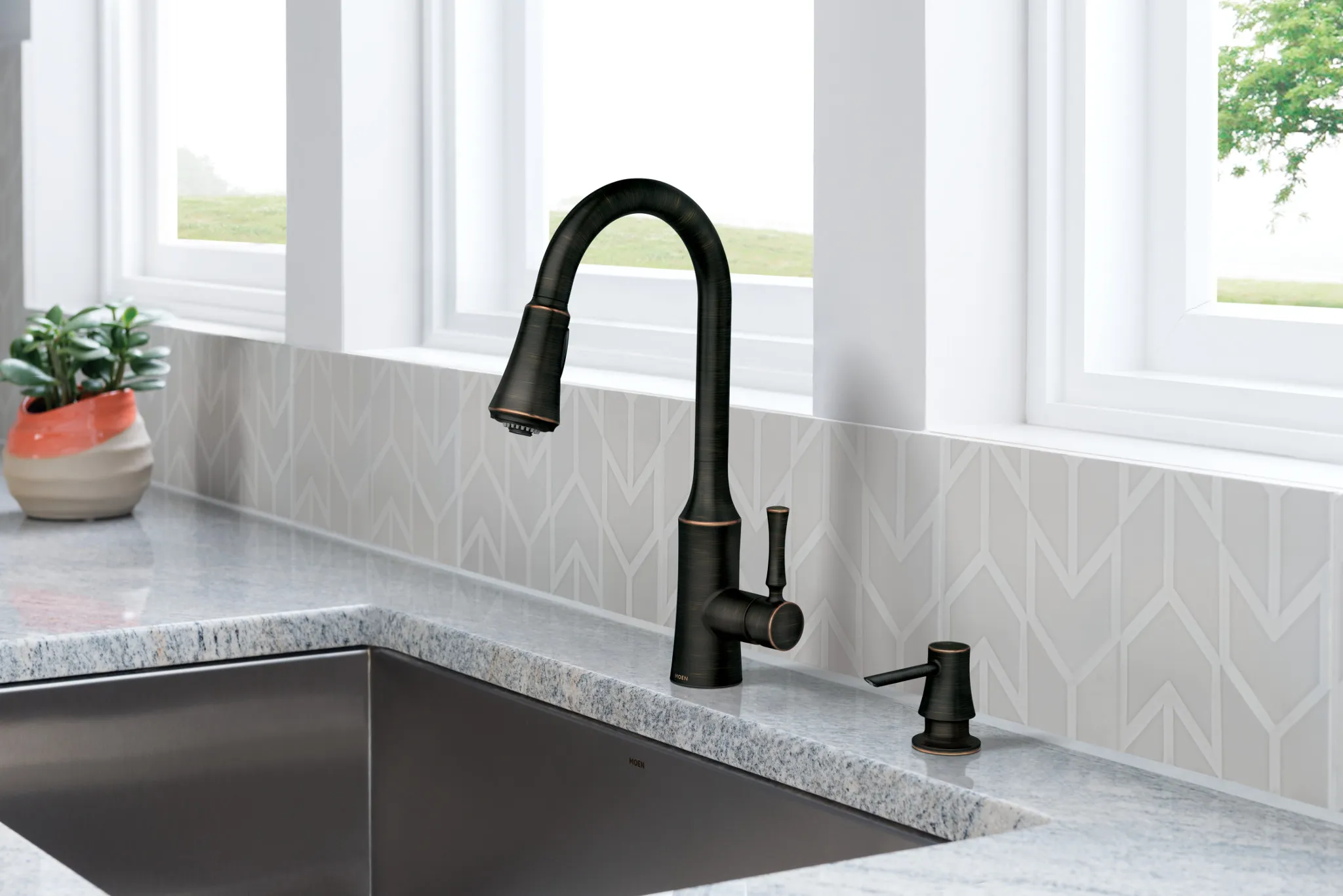 Venango Chrome One-Handle High Arc Pulldown Kitchen Faucet