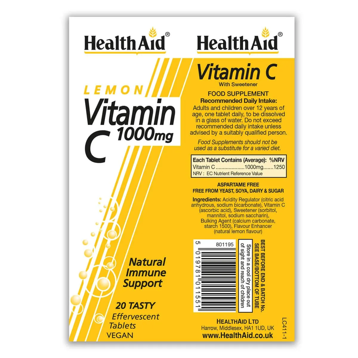 Vitamin C 1000mg - Effervescent (Lemon Flavour) Tablets