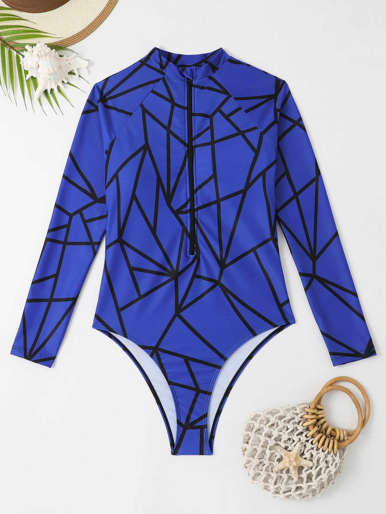 Women's Printed Long Sleeve One Piece Swimsuit in Multiple Colors UPF50  Rash Guard