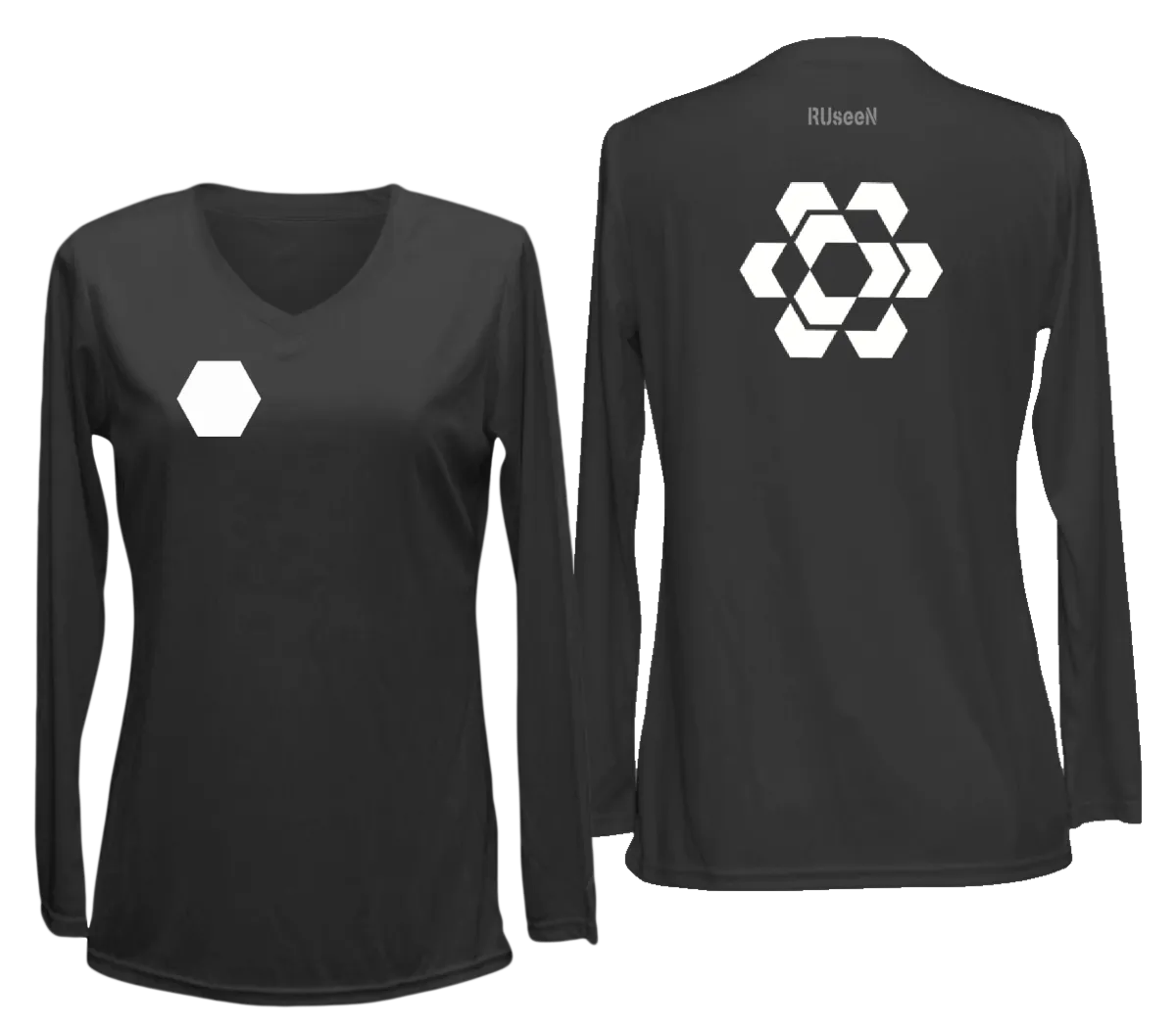 Women's Reflective Long Sleeve Shirt - Fractured Hexagon